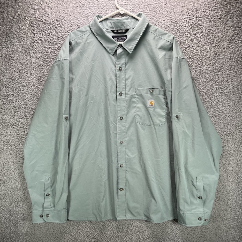Carhartt Force Sun Defender Shirt Mens 3XL Green Lightweight Long Sleeve Fishing